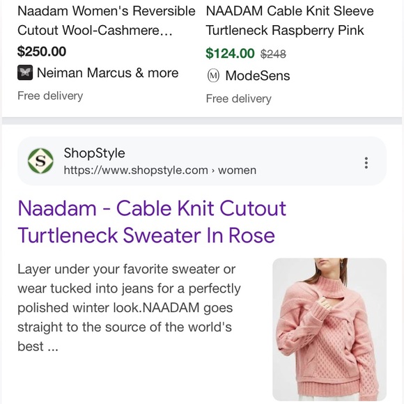 NEW Naadam Wool Alpaca Cable Knit Cutout Cut Out Neck Turtleneck Sweater Rose S - Picture 3 of 7